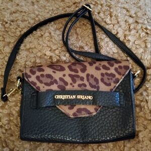 Christian Siriano Leopard Print and Black Crossbody Bag